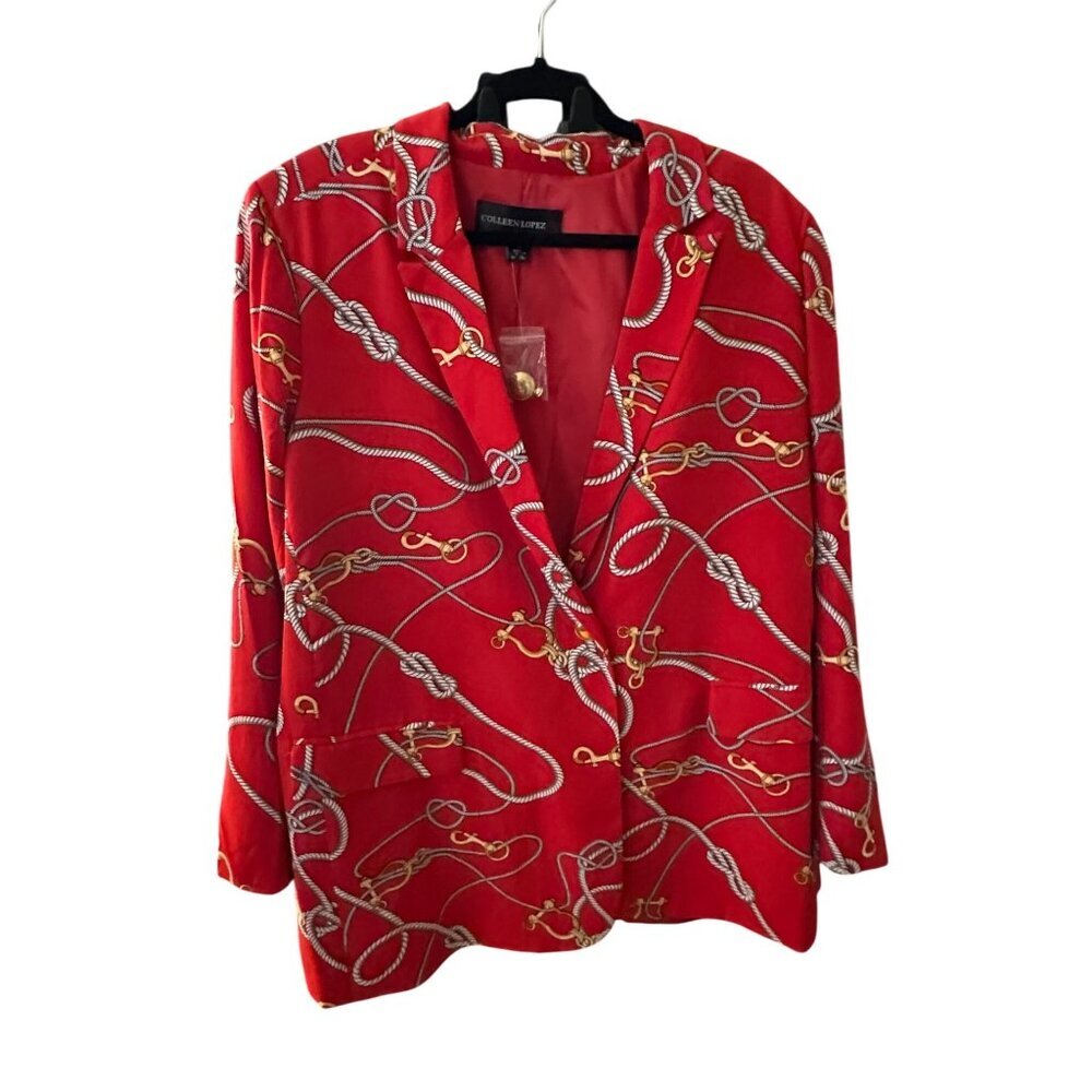 Colleen Lopez Red Gold Blazer Jacket 1X New With Tag